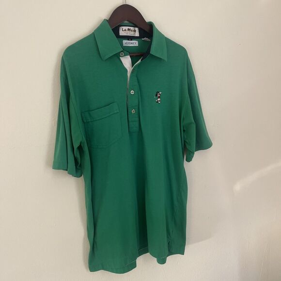 LaMode LA Vintage Single Stitch Official Disney Mickey Mouse Golf Polo, Green- M - Picture 3 of 8